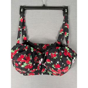 Hot Topic Ruffle Rose Skull Underwire Lined Bikini Halter Top Size 2 Punk Goth